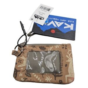 KAVU Stirling Dream Trail Tan Canvas ID Case Wallet Keychain NWT 9206-2675